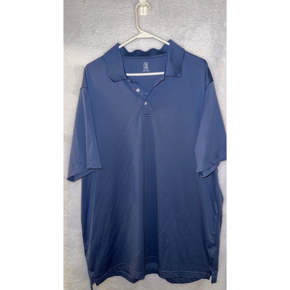 PGA TOUR Golf Polo Shirt 2XL Blue Performance Stretch Short Sleeve Excellent